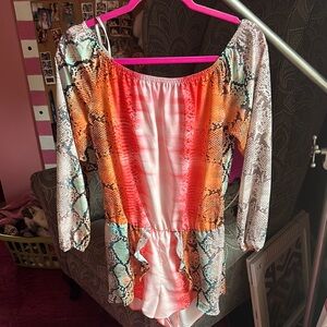 Lovers + Friends Multicolor romper  with Vibrant Design, great sleeve. Medium